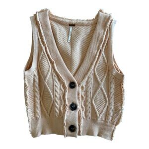 Free People Textured Knit Vest in light peach